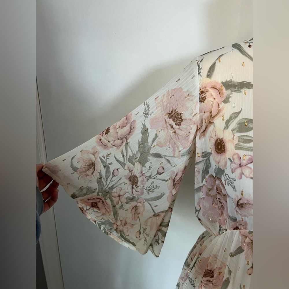NWT Love Stitch Woman’s White Flower Airy Lightweight Boho Maxi Dress Size Large - Picture 5 of 13